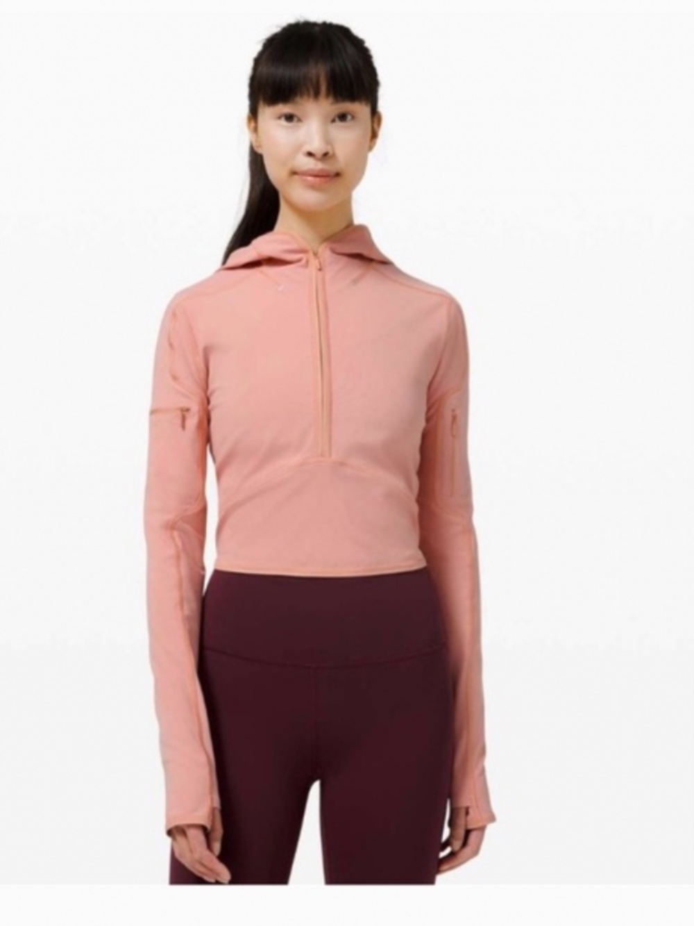 Lululemon Break a Trail Crop 1/2 zip Hoodie Size 10